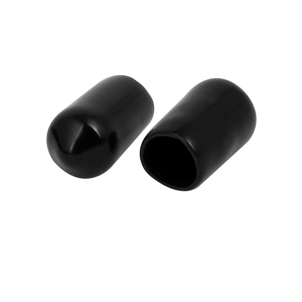 7.5mm Inner Dia Rubber Hose End Cap Screw Thread Protector Cover Black 100pcs