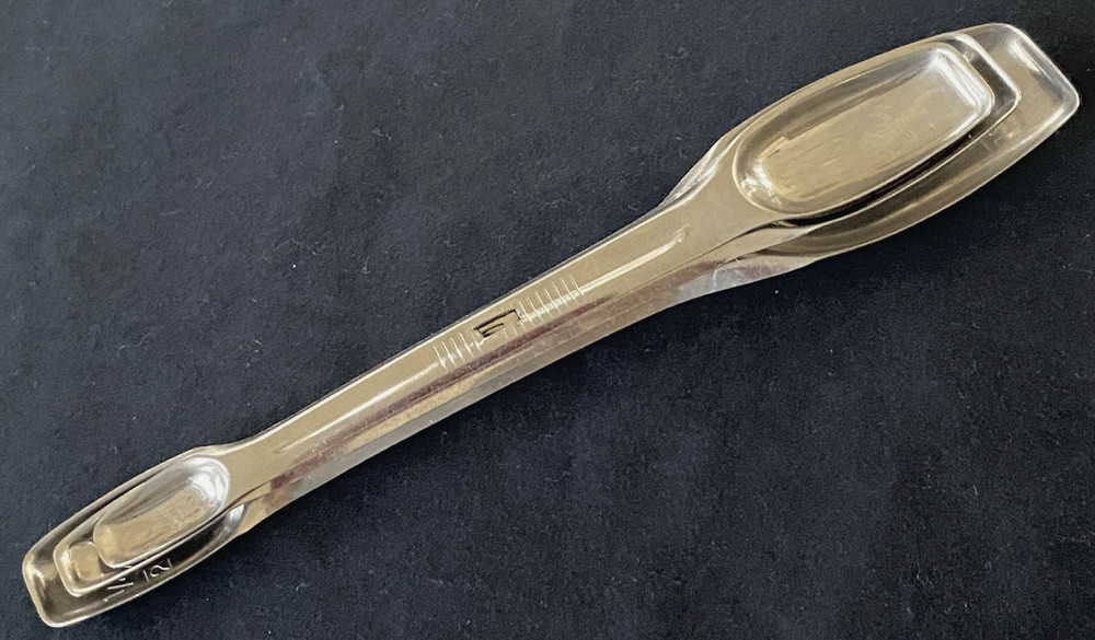 Vintage "Foley" Stainless Measuring Spoon Set Double-Ended Nesting Snap-Lock EUC