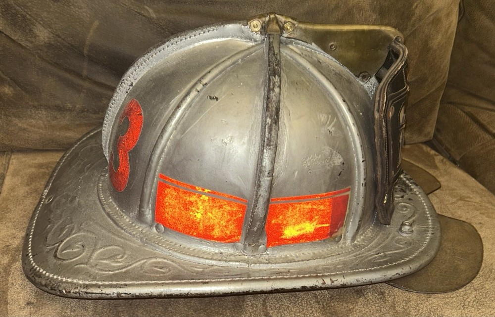Cairns Leather Fire Helmet Station 23 PGFD Very Nice Solid Helmet