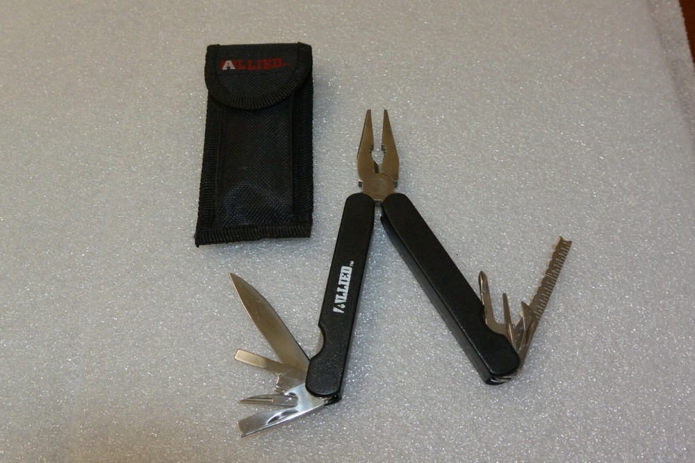 Allied Pocket Knife Multi Function Folding Tool & Pouch: Pliers, Knife, Saw