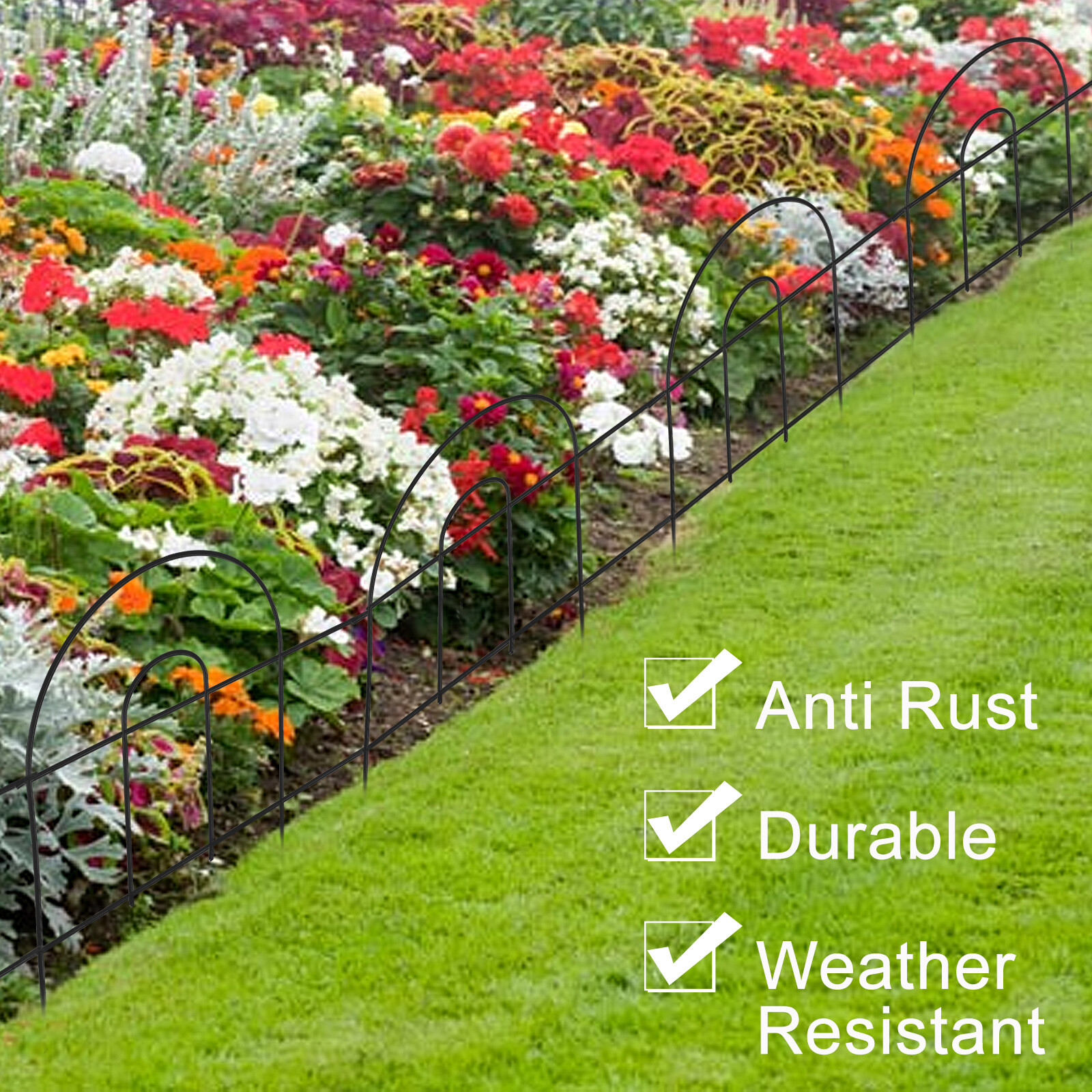 35 PCS Garden Fence 18'' Metal Border Folding Fence Pannel Animal Barrier Yard