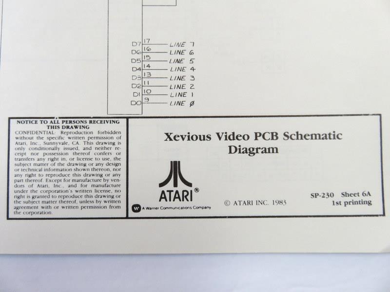 Atari XEVIOUS Schematic Pack Supplement SP-230 to 1983 Operators Manual