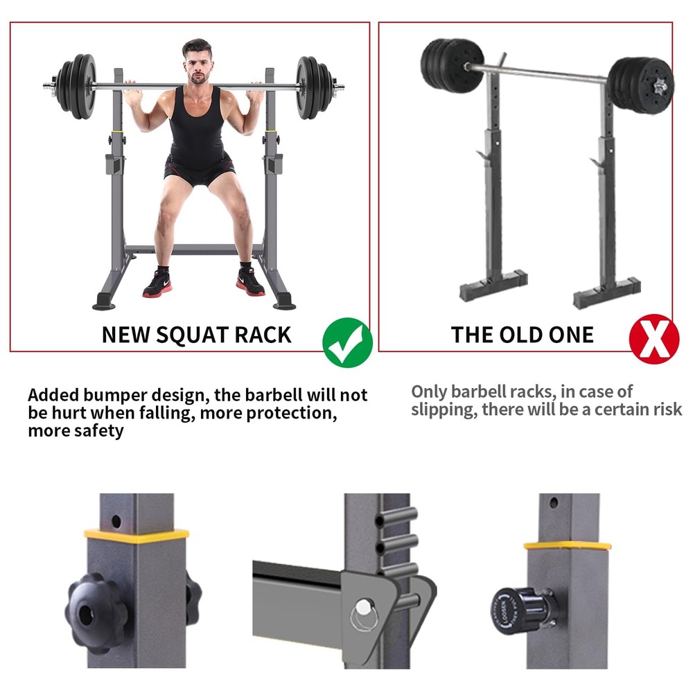 Adjustable Squat Rack,Multi-Function Barbell Rack for Weight Lifting and Home...
