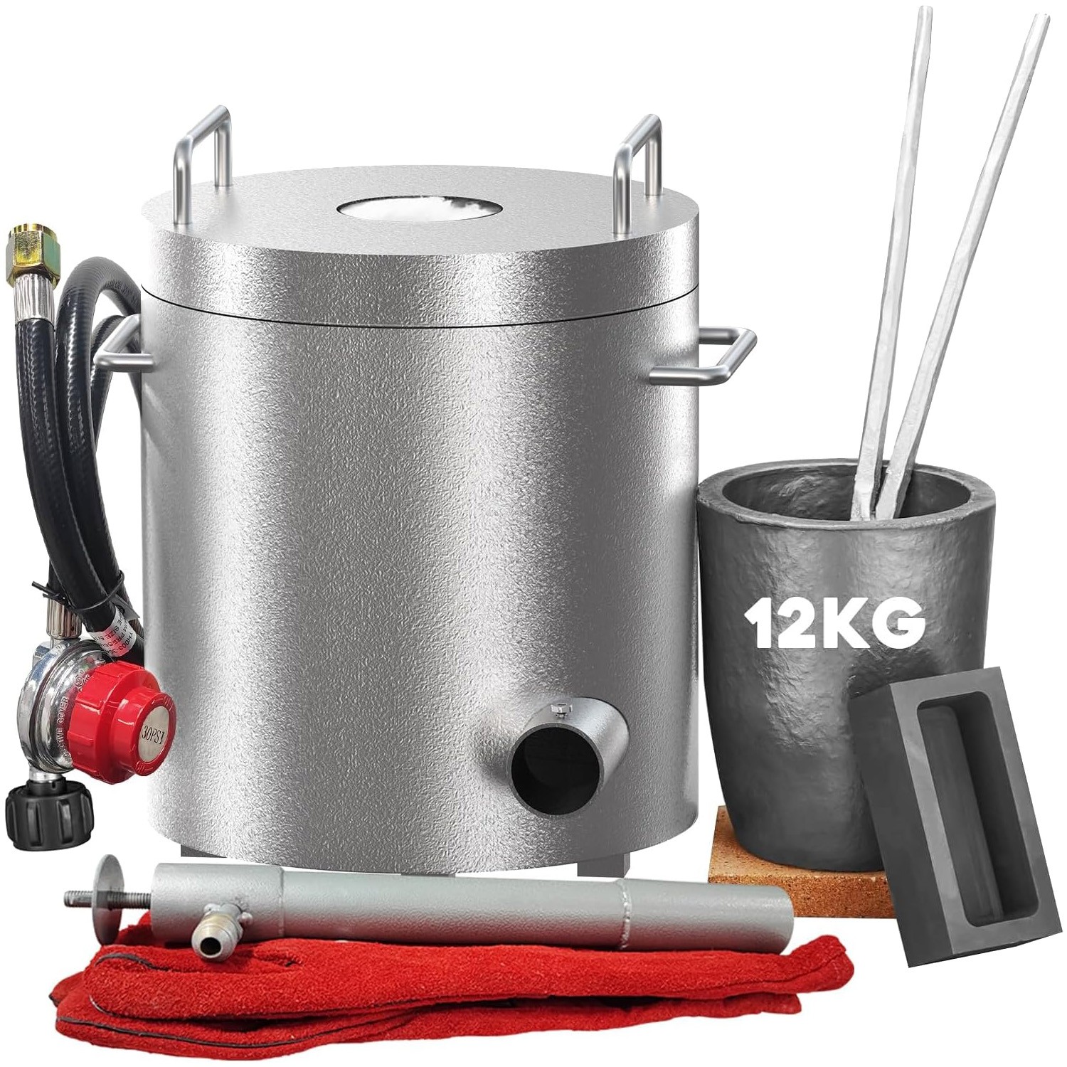 12KG Propane Melting Furnace Kit Foundry 2700°F Smelting for Metal Scrap Recycle