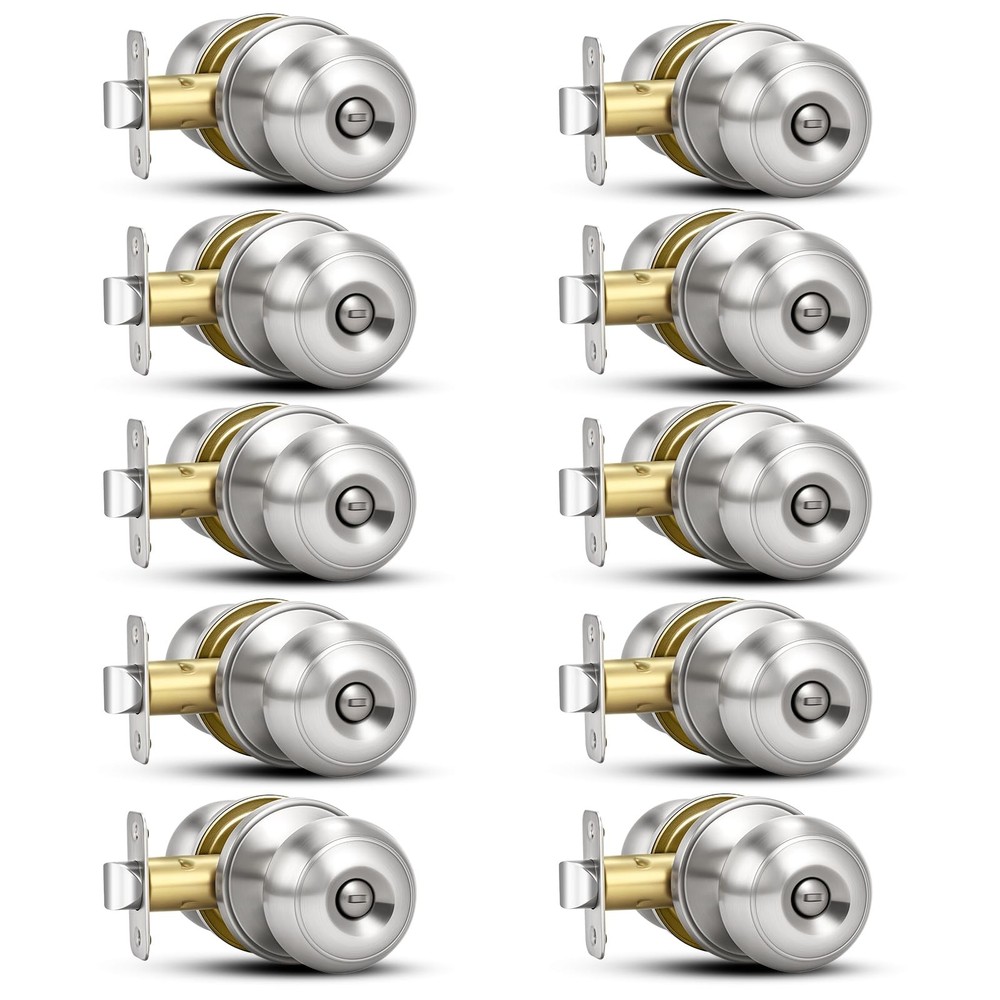 Plustool 10 Pack Brushed Nickel Door Knobs,Privacy Knob