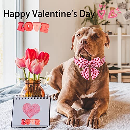 Valentine's Day Dog Collar-Adorable Pink Heart Dog Collar with Sailor Bowtie,