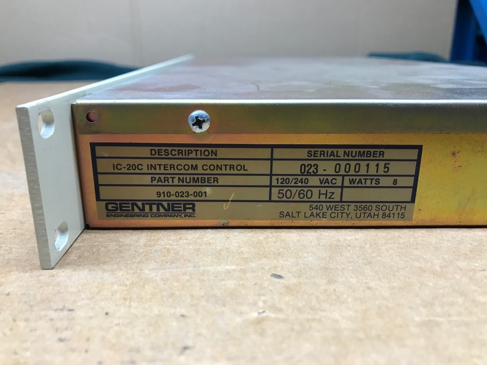Gentner IC-20 Intercom Control 910-023-001 Rack Mountable 1U