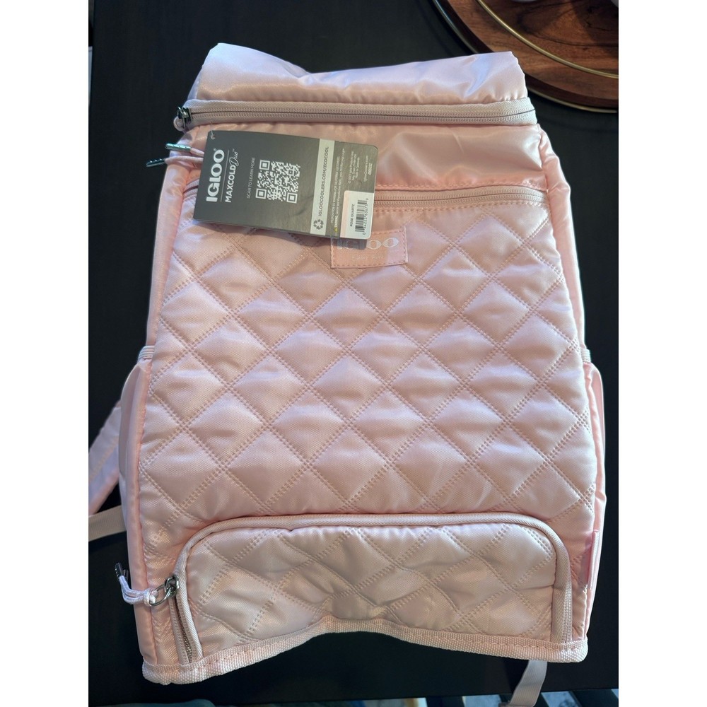 Igloo Cooler Backpack 9QT Leakproof Rose Quartz 20 Cans MaxCold Duo Soft-Sided
