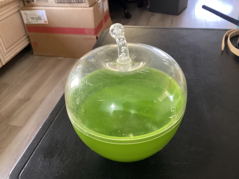 Large Green and Clear Plastic Storage Apple