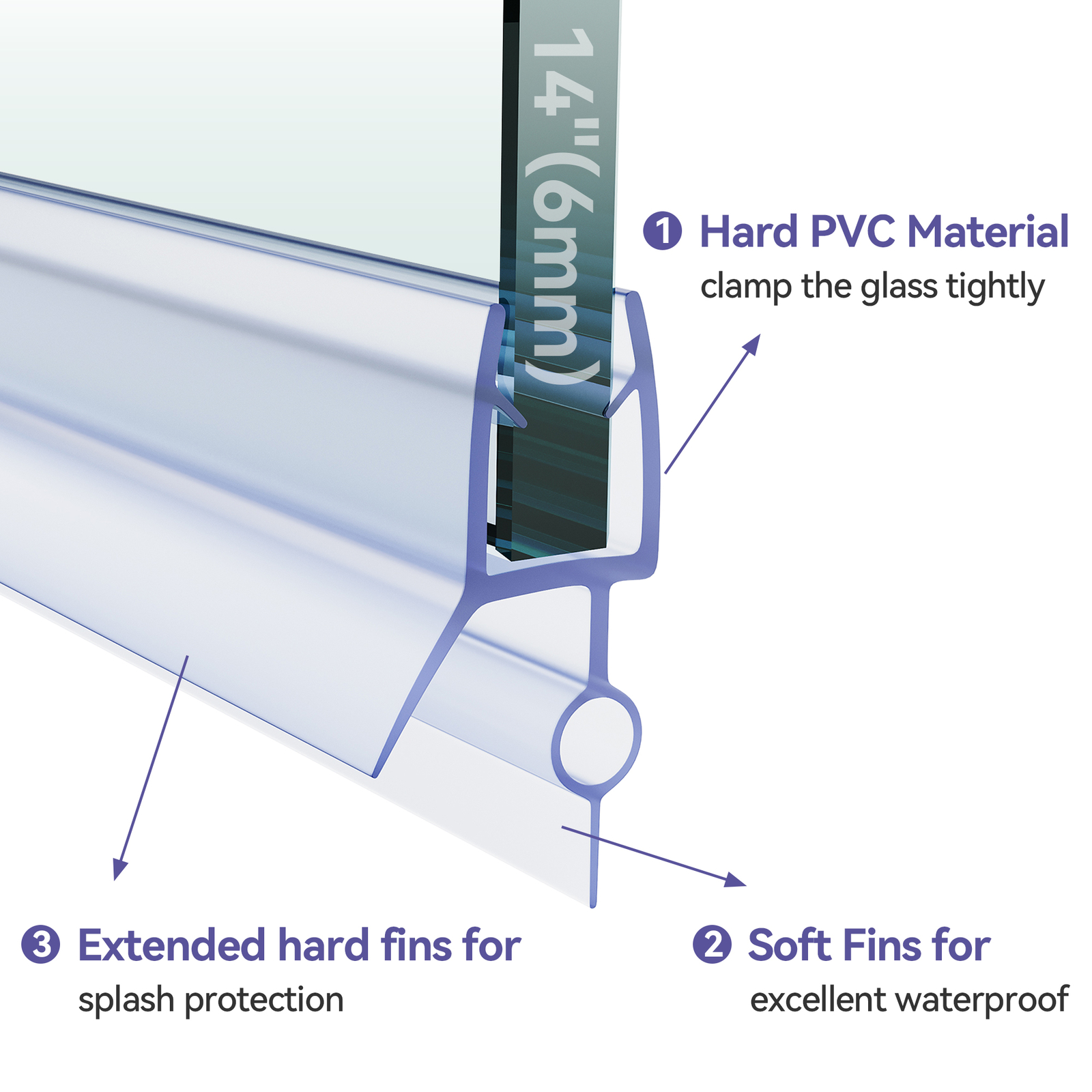 2-Pack Shower Door Bottom Seal (1/4")-Inch Glass, 28" Length - Shower Door Sweep
