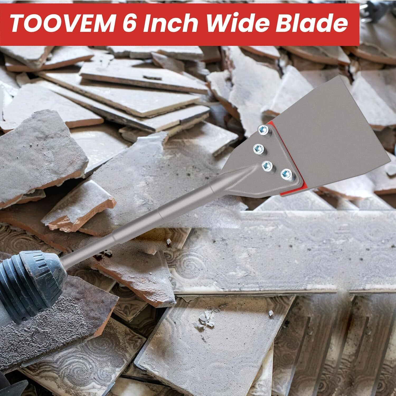 TOOVEM 24.5" SDS Max Floor Scraper 6” Wide Tile Removal Bit and Heavy Duty Blade