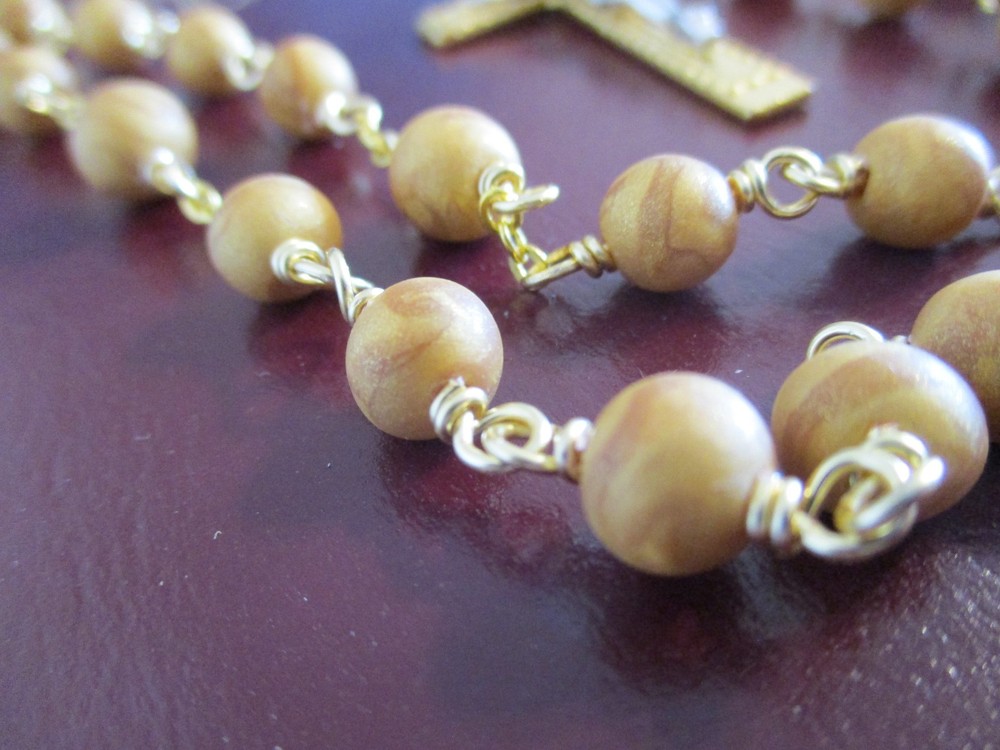 Handmade Gold Polymer Clay Beaded Unbreakable 5 Decade Catholic Rosary