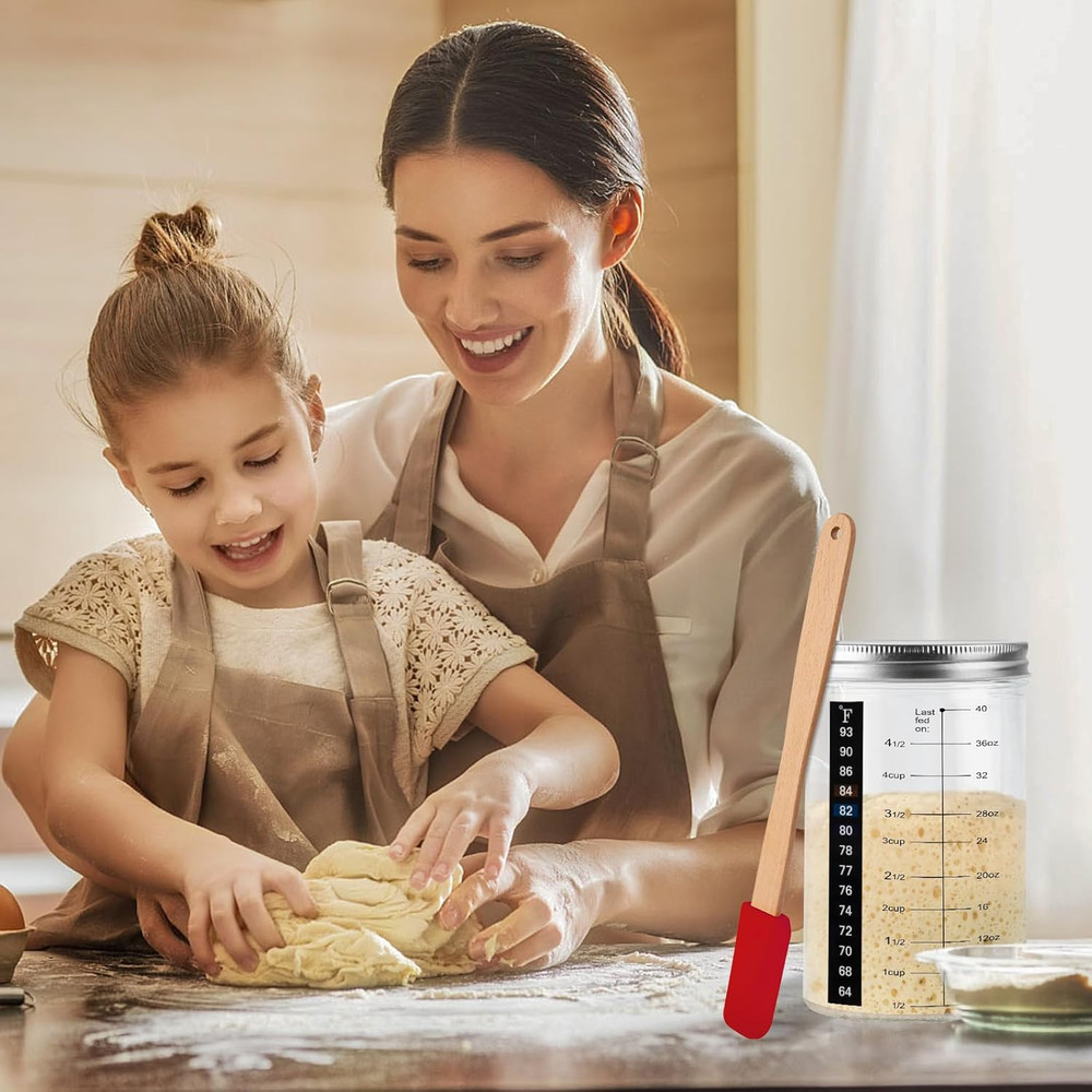 40Oz/1200Ml Sourdough Starter Kit – Extra Thermometer Strips and Breathable