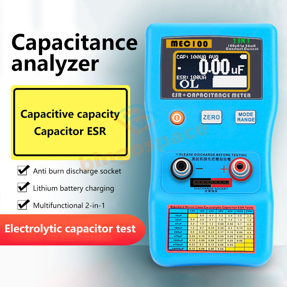 MEC-100 ESR Capacitance Ohm Meter Measuring Capacitance Resistance Tester