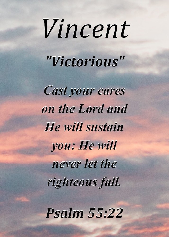Vincent "Victorious" Keepsake Name Meaning Card with Bible Verse