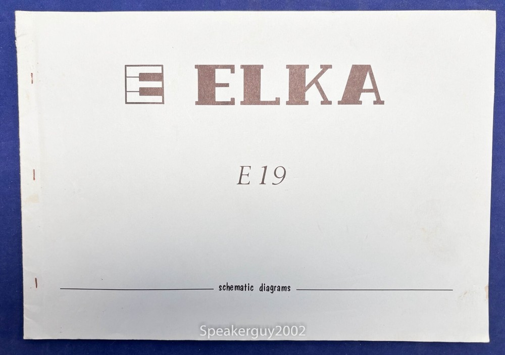 Original Elka E19 Schematic Manual