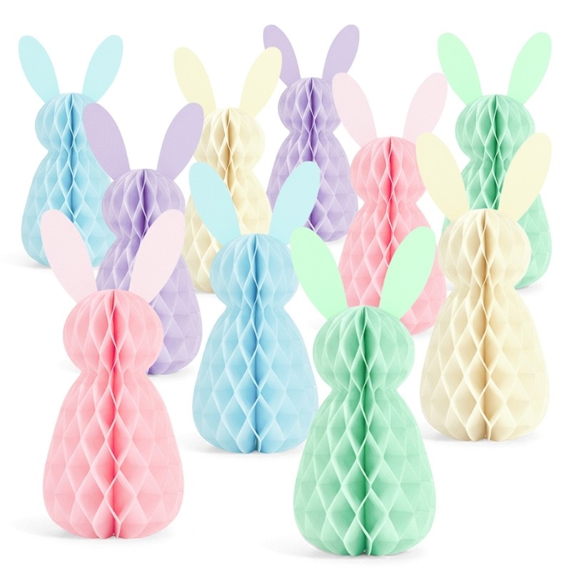 5Pcs Easter Hare Honeycomb Decorations for Tabletop Ceiling Windowsill Display