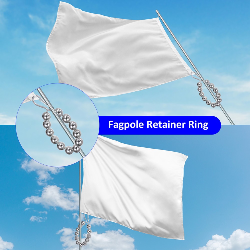2 Pack Flagpole Retainer Ring-15 Beads 0.71",Apply to Flagpole(Silver)