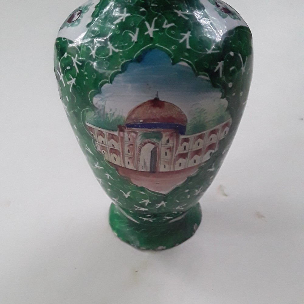 Antique Persian Enamel Copper Vase