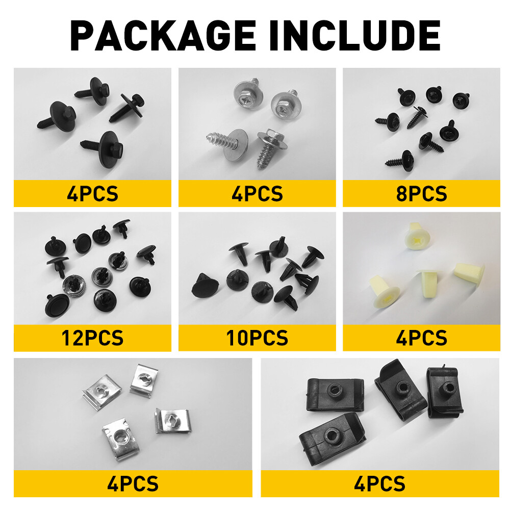 Engine Splash Shield Guard Bumper Hardware Kit Body Bolt Screw U-nut Clip Rivet