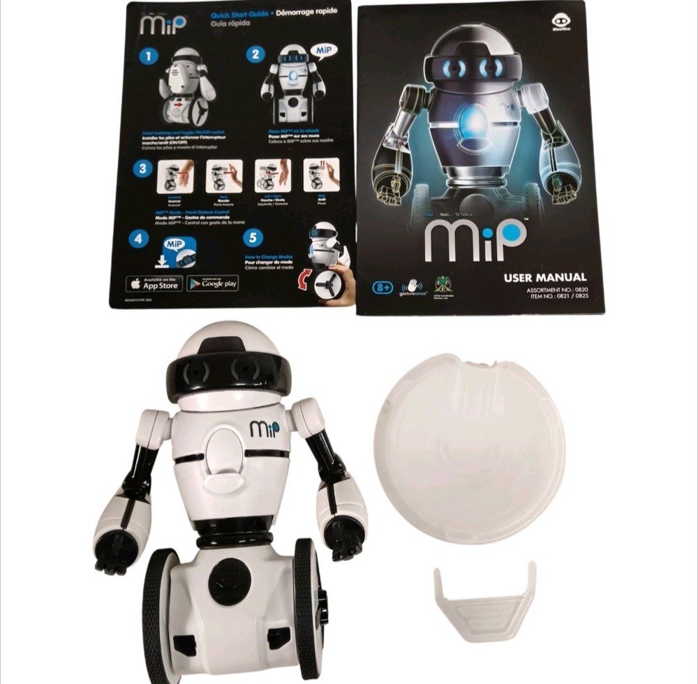 WowWee MIP Interactive Robot Toy White Rolling Self-Balancing Tested Nice!