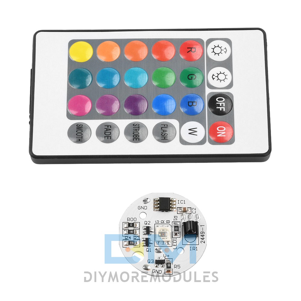 DC 5V RGB Light Board 24 Key IR Wireless Remote Control Switch LED Control
