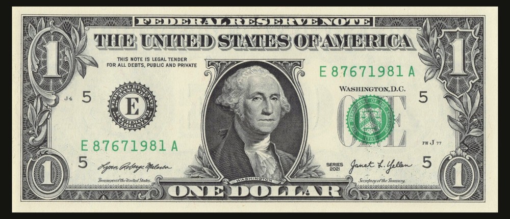 Year Note 1981 in the Serial Number Trailing Position $1 Dollar Bill E87671981A