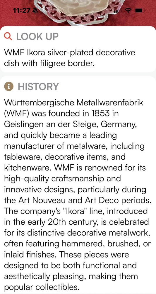 WMF Ikora gently used silver decorative dish from Germany, pristine condition.