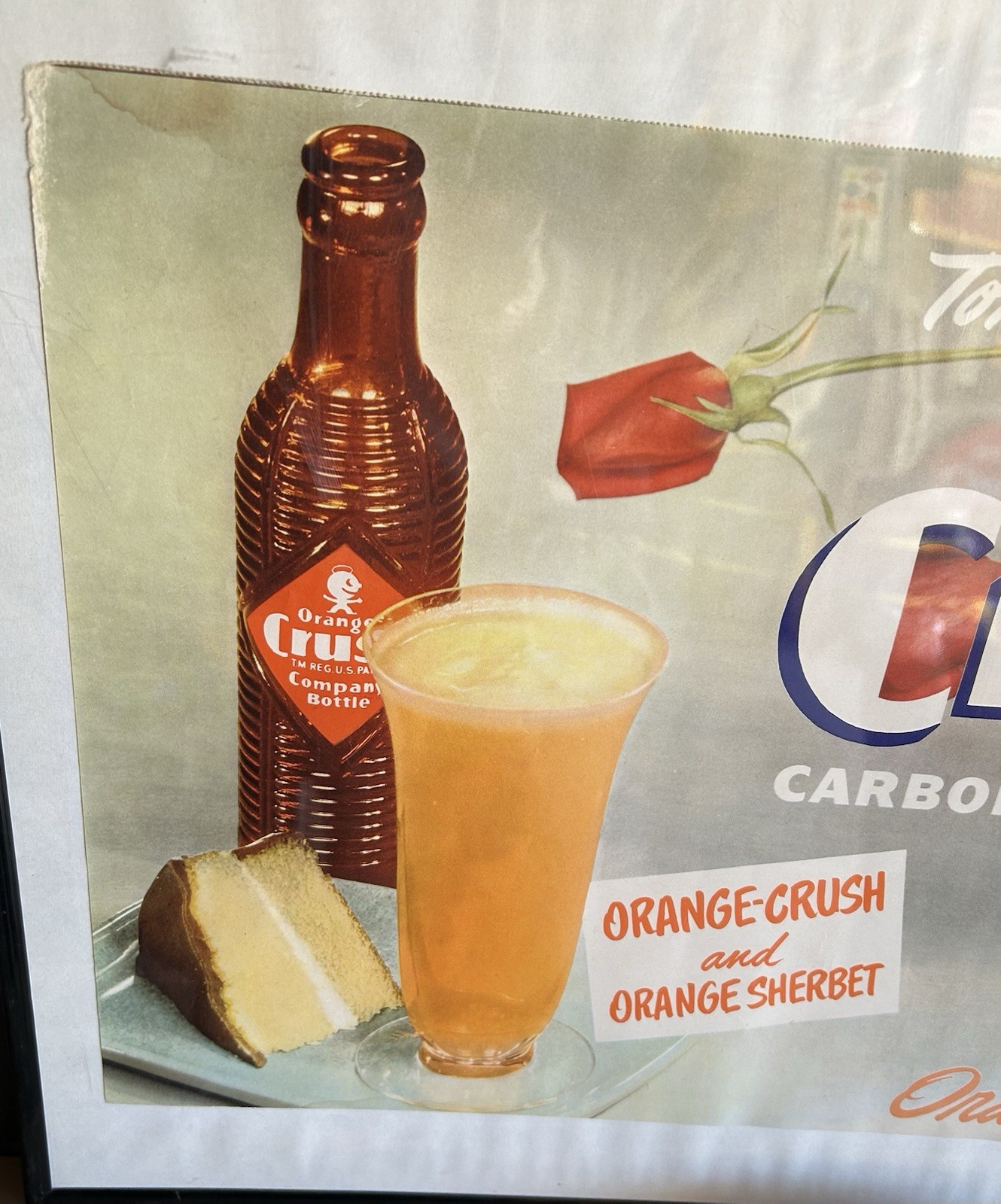 1940s Paper Orange Crush Sign