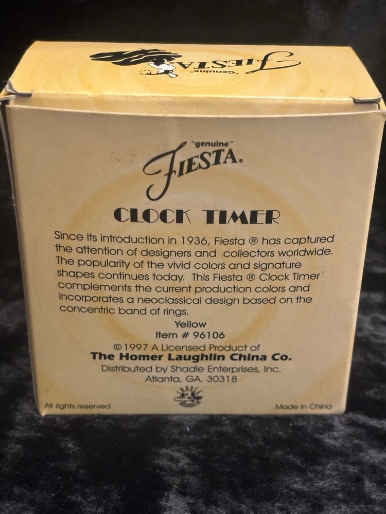 Fiesta Clock Timer Yellow Circa 1997 NIB