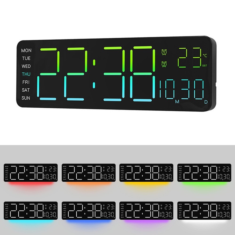 Digital Wall Clock Alarm Functionality Home Decor Customizable Frequency
