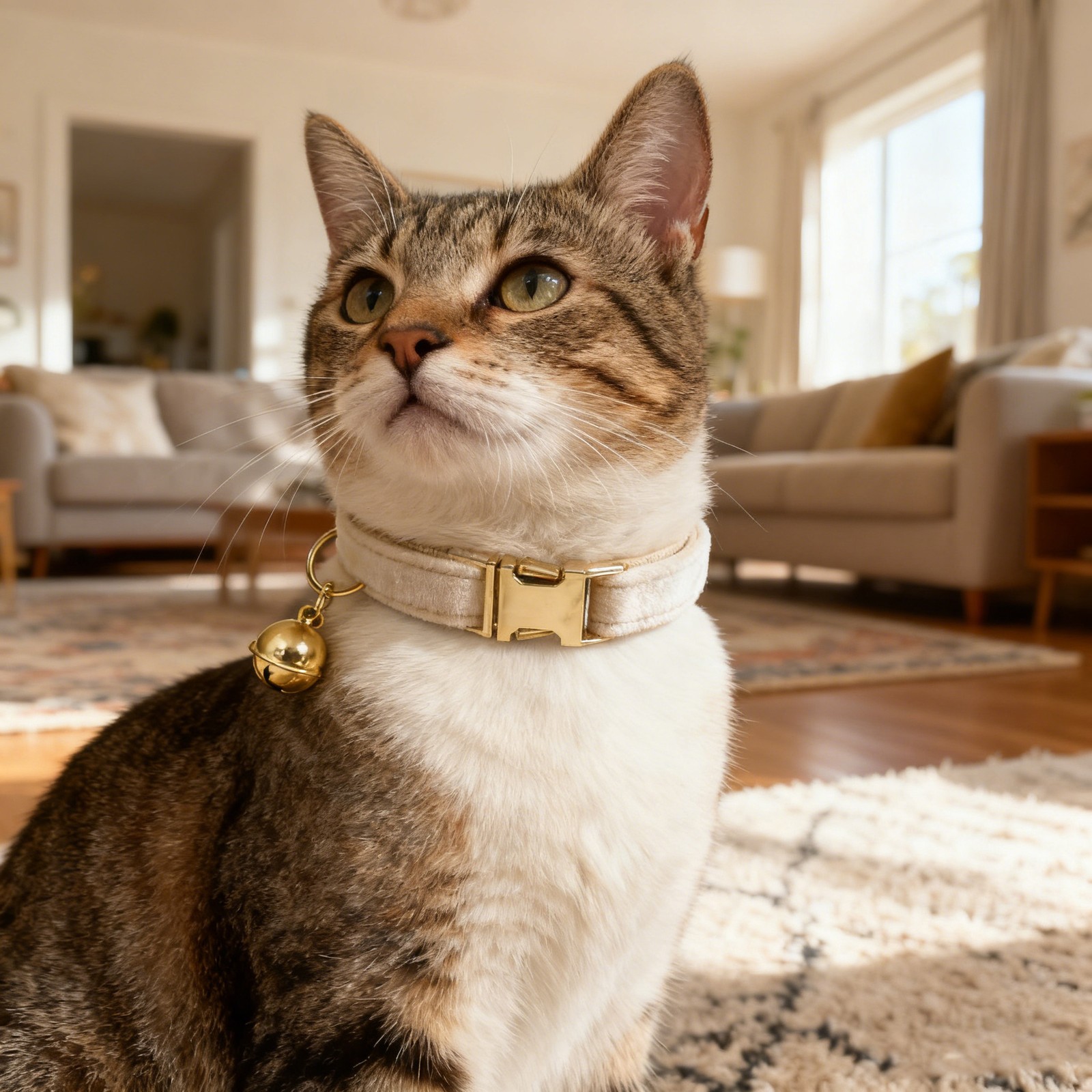 Cute Velvet Cat Collar, Kitten Collar with Bell