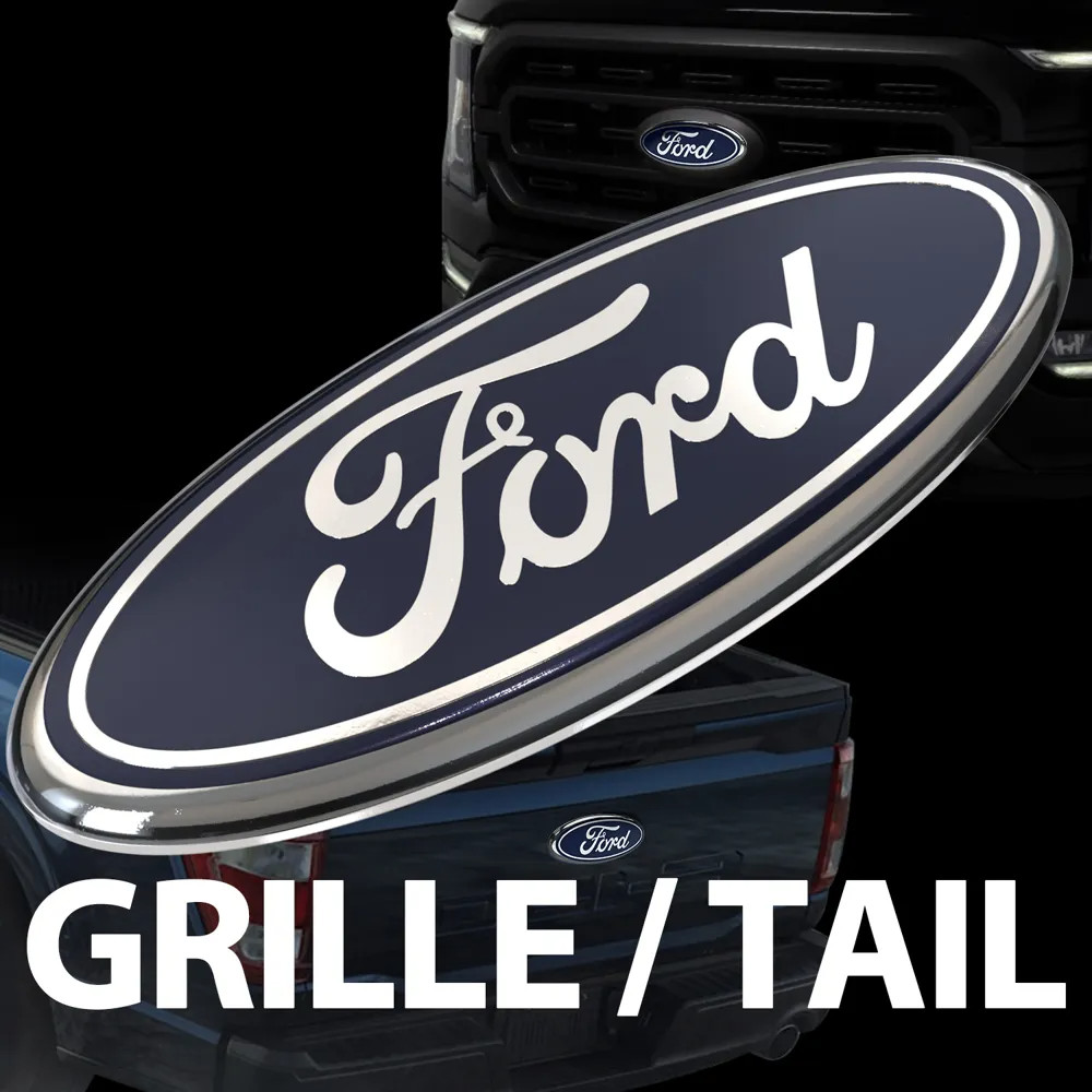 Fit Ford 2005-2014 F150 Blue & Chrome Front Grille /TAILGATE 9" Wide Oval Emblem