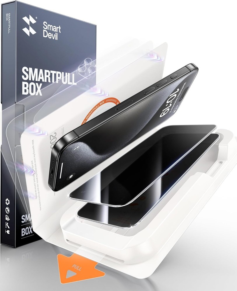 SMARTDEVIL 2 Pack for iPhone 15 Pro Privacy Screen Protector, Military Grade Sha
