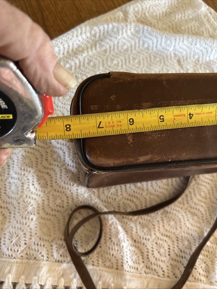 Vintage Service Brown Stitched Leather Camera Case & Strap