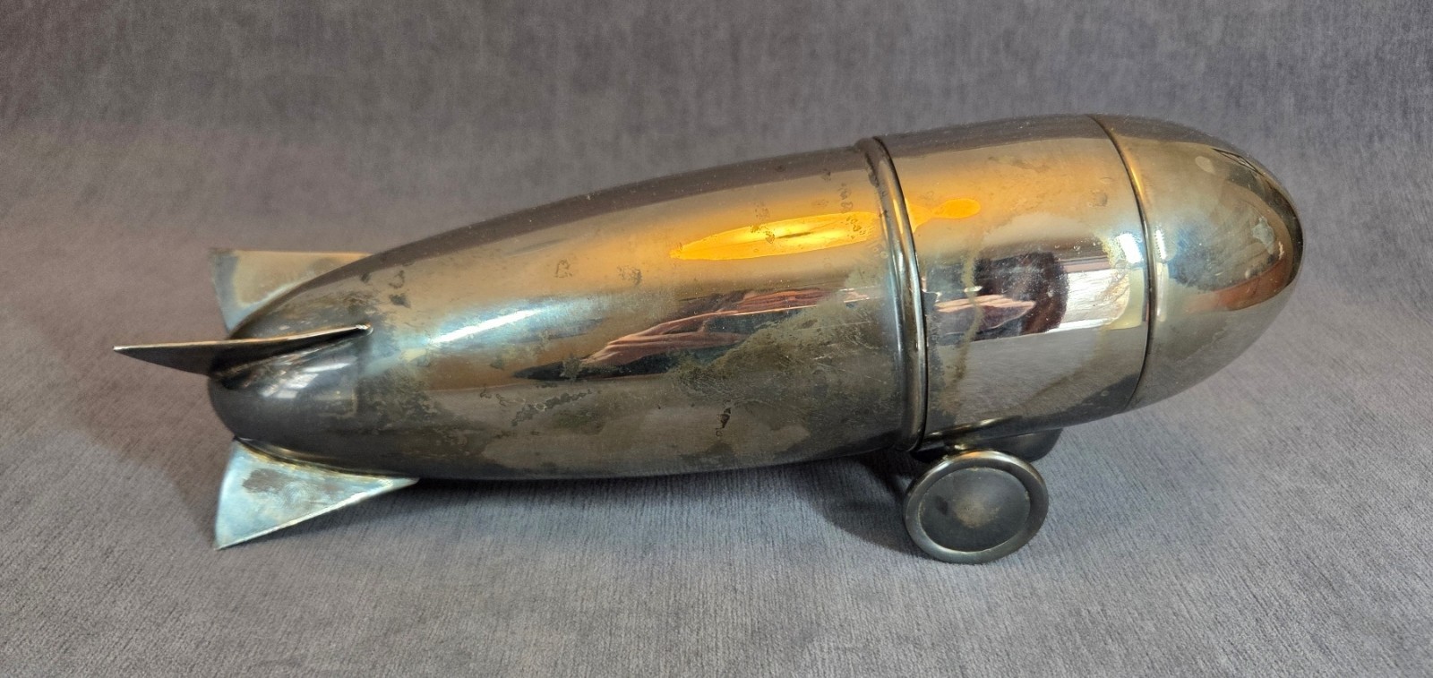 Vintage Silver-Plated Art Deco Style Zeppelin Cocktail Shaker