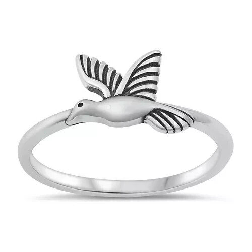 Hummingbird sterling silver ring
