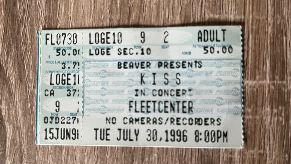 KISS - July 30 1996 Fleet Center Boston TICKET STUB - Reunion Tour
