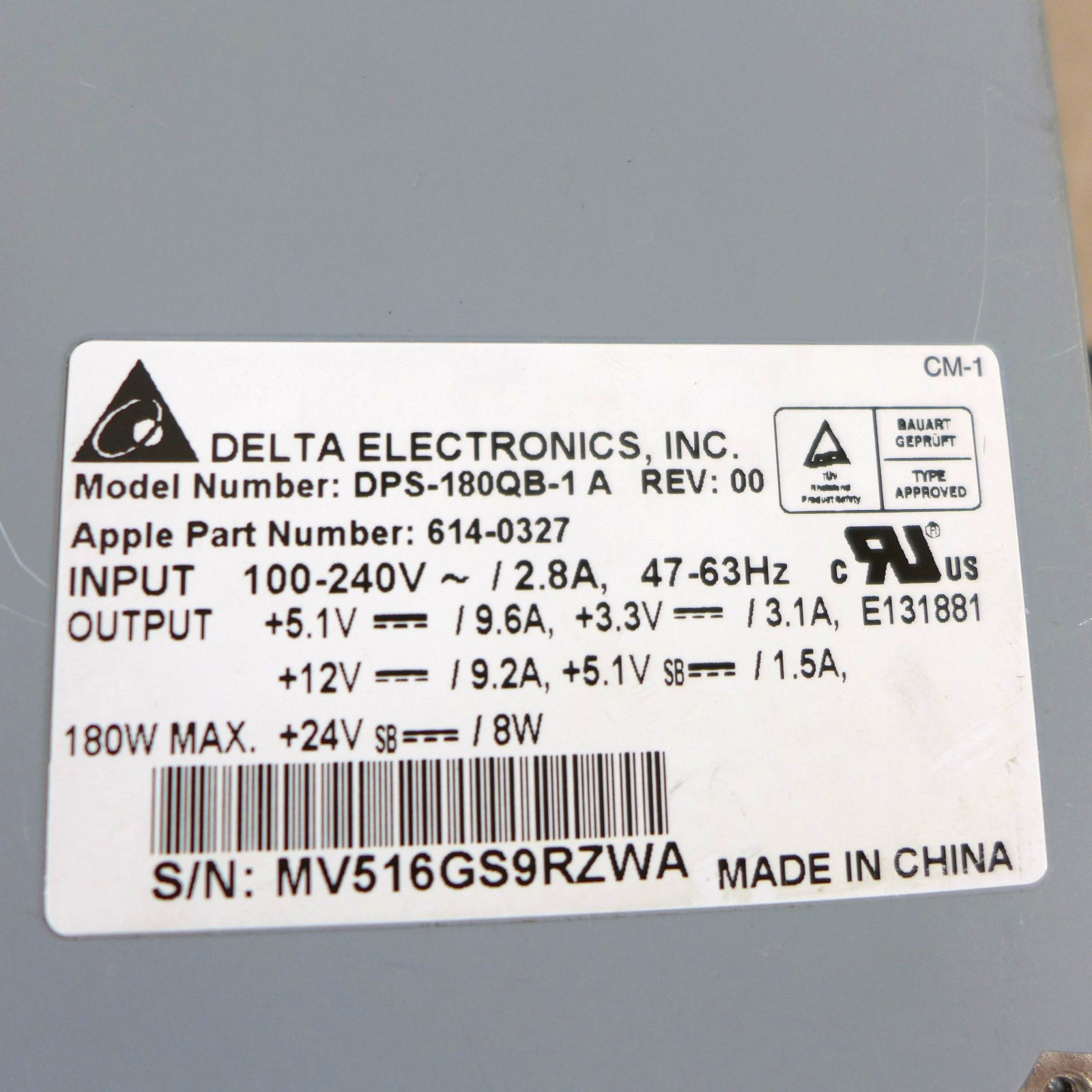 Apple iMac G5 17" Power Supply / 614-0327 / 180W / TESTED GOOD