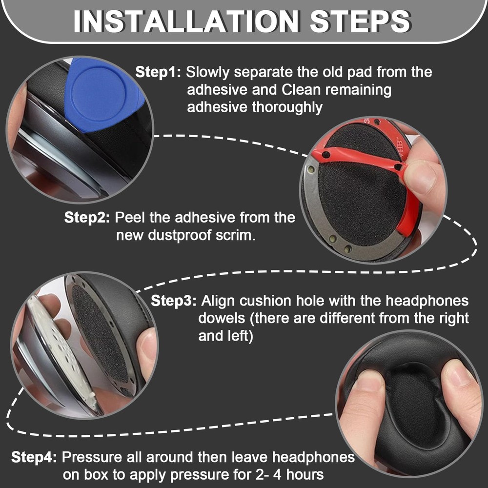 Replacement Ear Pads for Beats Studio 2 & 3 Wired & Shadow Gray