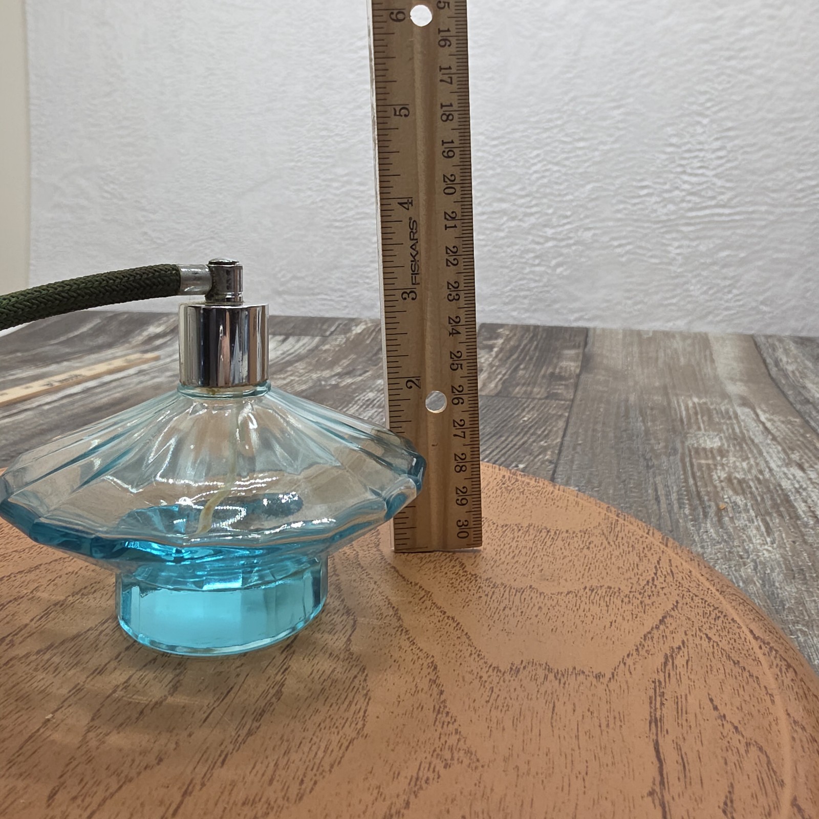 Vintage 4" Diameter Blue Perfume Bottle Atomizer With Tassle Glamor Era