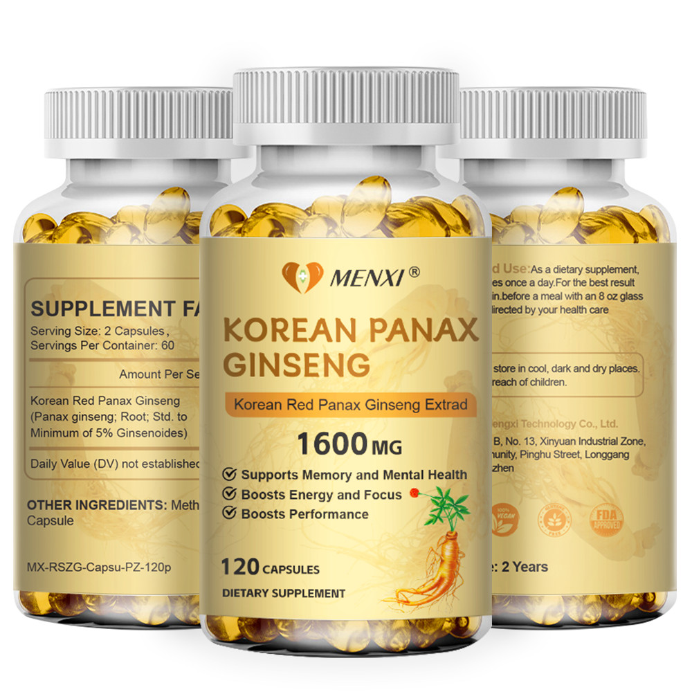 Korean Red Panax Ginseng 1600mg - 240 Capsules - Extra Strength Highest Potency