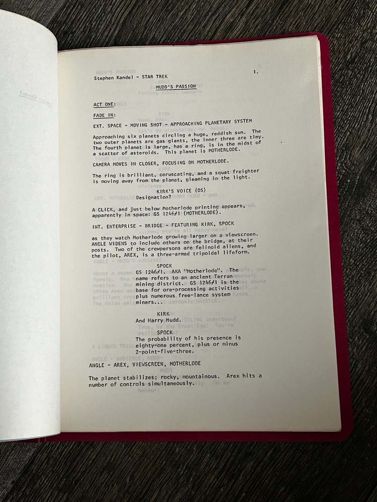 STAR TREK Script Mudd's Passion First Draft Animated Series May 4 1973 TAS