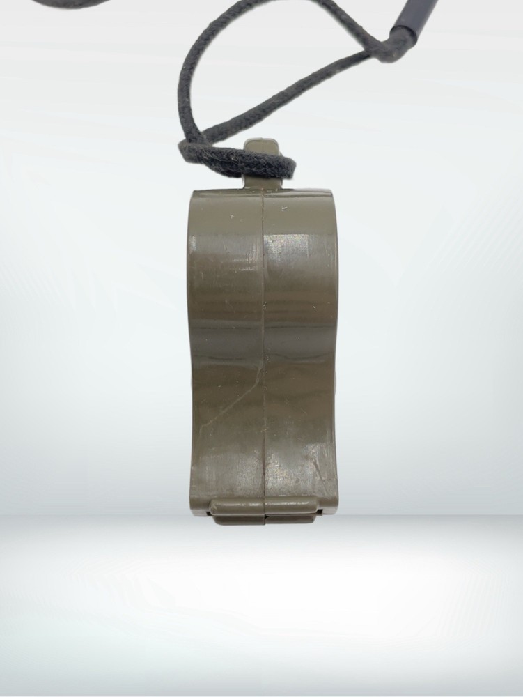 Vintage WW2 U.S. Navy 1944 dated OD Plastic Whistle with Black Lanyard Works!