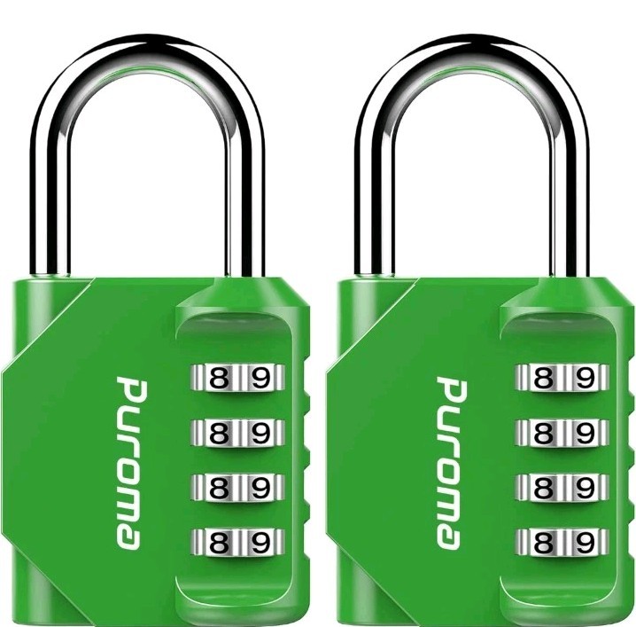 2 Pack Combination Lock 4 Digit Outdoor Waterproof Green Padlock