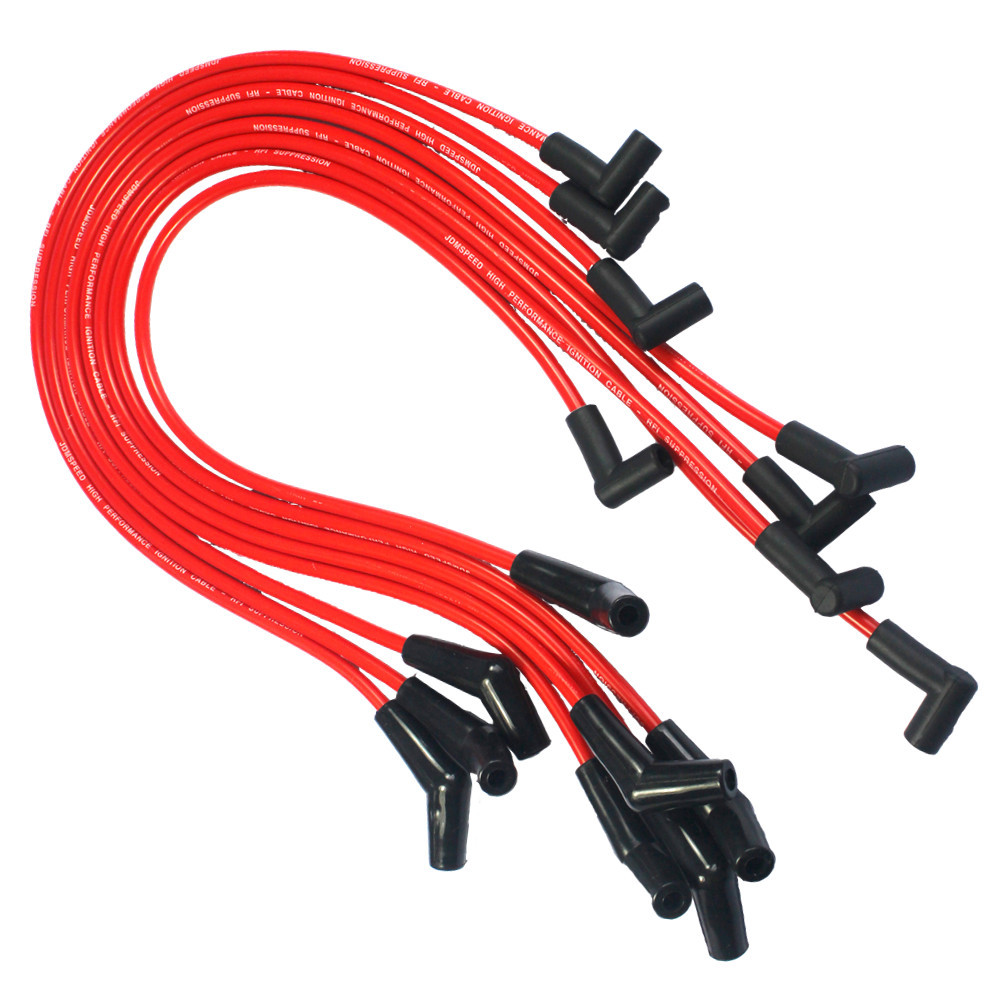 HEI RED Spiral Core SPARK PLUG WIRES 45 DEGREE END For BBC CHEVY 396-427-454-502