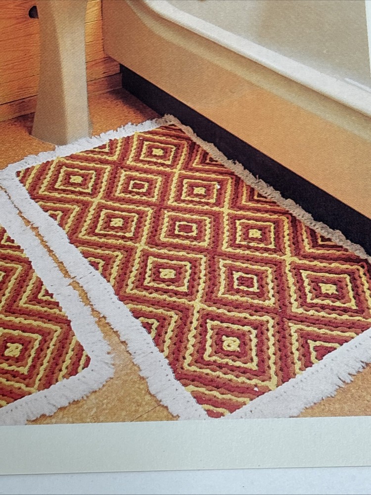 Diamond Patterned Bath Mats Crochet Pattern Card Marshall Cavendish