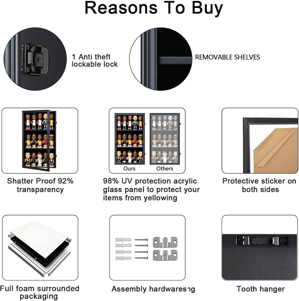 Bobblehead Display Case Action Figure Display Case Bobble Head Shadow Box Wall C