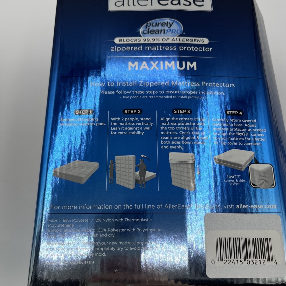 Full Size AllerEase Maximum Mattress Protector - White NEW