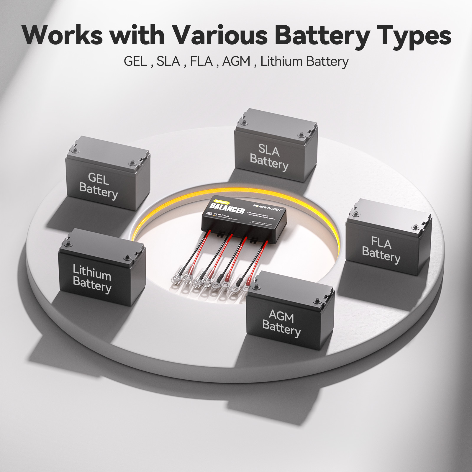 Power Queen Battery Balancer Equalizer for 24V/36V/48V System LiFePO4/AGM/Gel